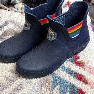 Pendleton Navy Boots with Rainbow Accents